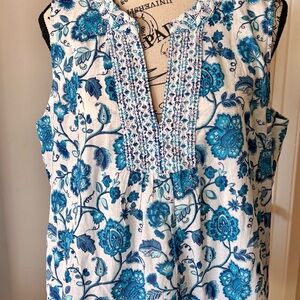 Sigrid Olsen Blue Floral Blouse